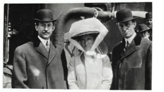 Historic photograph of Orville, Katharine, and Wilbur Wright